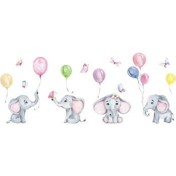 Autocolant pentru camera copilului Elephants with balloons