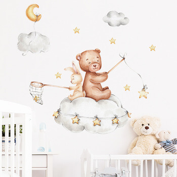 Autocolant pentru camera copilului Little bear and bunny