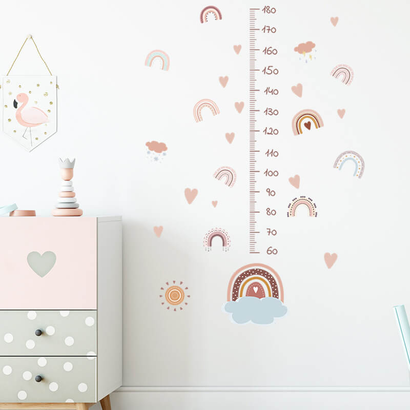 Autocolant pentru camera copilului Rainbow wall height chart